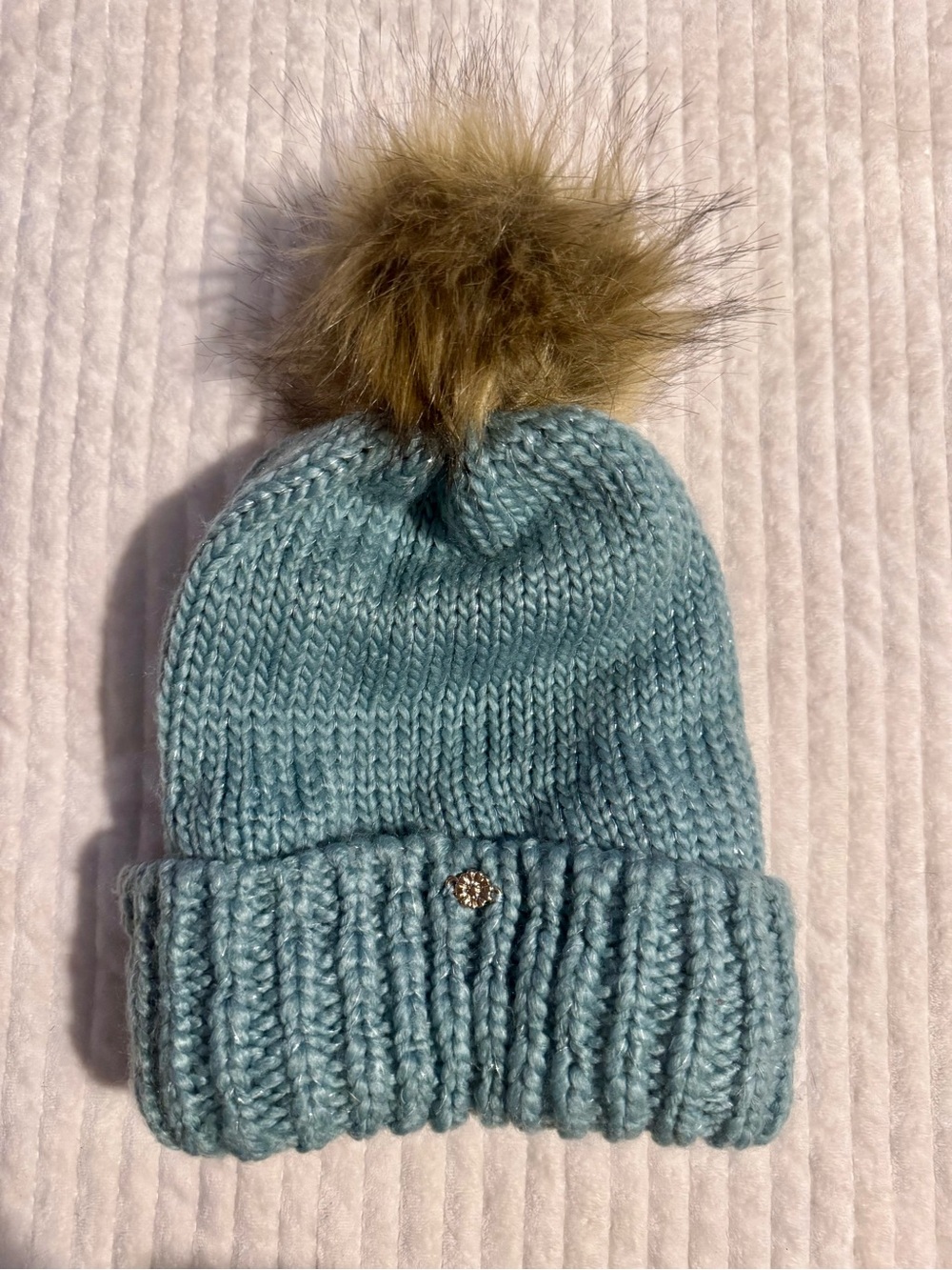 LC Lauren Conrad Knit Pom Beanie with Brown Faux Fur